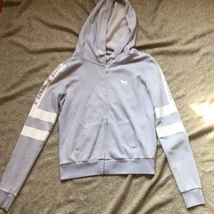 Lightly worn light blue PINK jacket